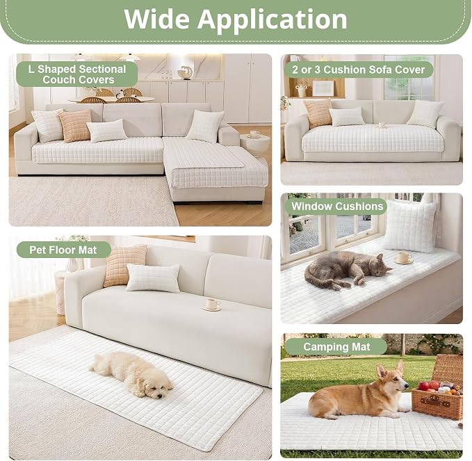 OstepDecor Pet Couch Covers for Sofa, Soft Sofa Covers Washable | Non Slip Dog Couch Protector, Pet Hair, Dirt & Wear Protection, Fits Sofas, Loveseats & Sectionals, 35.4" x 82.7", White - Image 5