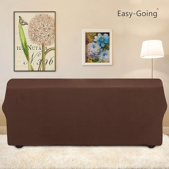 Easy-Going Stretch Oversized Sofa Couch Slipcover Washable Coffee | 1-Piece Extra large Sofa Cover Furniture Protector Couch Soft with Bottom for Kids, Polyester Spandex Jacquard - Image 4