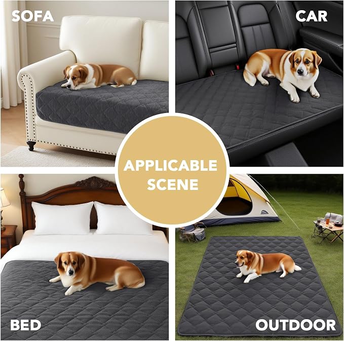 H.VERSAILTEX Couch Cover Chenille Pet Fuzzy Sofa Covers for 2 Cushion Couch and Chaise Anti Slip Washable Sofa Slipcovers Soft Couch Protector Cover for Dogs Cats Kids(40" x 50", Grey) - Image 5