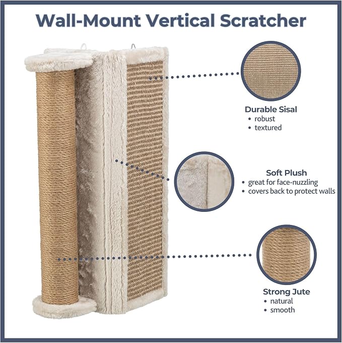 Trixie Wall Mounted Corner Scratching Board with Extra Post – Vertical Sisal Rope Pad for Indoor Cats – Easy-Install Corner Scratch Pad – Beige, 5.9 x 5.9 x 19.7 in - Image 5