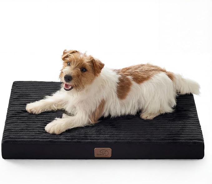 Bedsure ComfyFleece Dog Bed Medium Size Dog with Washable Cover, 29x18 | Orthopedic Egg Crate Foam Pet Mat,Removable Cover, Nonslip Bottom,Not Waterproof,Not Chewproof,For Medium Breeds up to 30lbs by Unknown