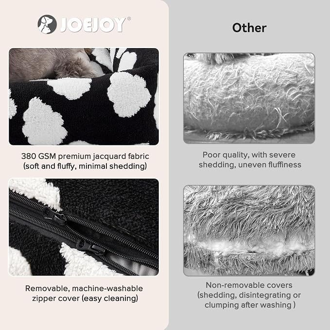 JOEJOY Medium Dog Bed Medium Size Dog, Rectangle Washable Orthopedic Pet Bed with Removable Zipper Cover, Cute Soft Calming Puppy Pet Bed with Jacquard Shaggy Plush & Non Skid Bottom - Image 3
