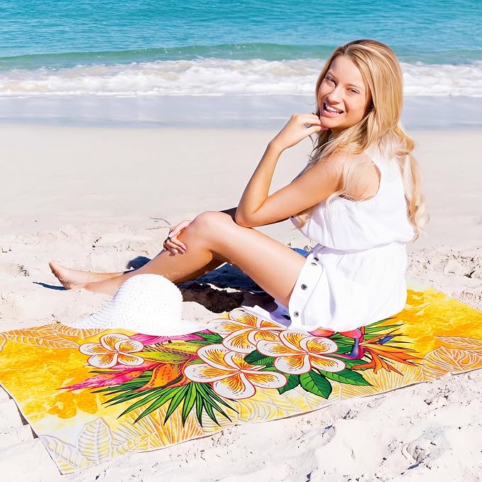 EBOOT 10 Pack Oversized Beach Towel Set Extra Large Pool Towels Microfiber Quick Dry Swim Blanket for Adult Women Men Face Hand Body Bath Travel Pool(Elegant Color,28 x 59 Inch,Summer) - Image 7