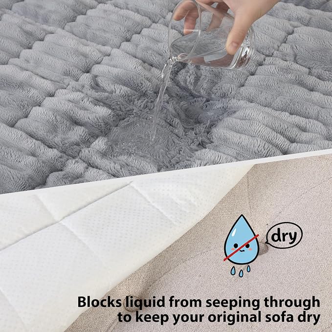 Fixwal Waterproof Flannel Dog Couch Cover, 27.6" x 82.7", Light Gray | Integrated TPU Barrier, Non-Slip Backing, Machine Washable, Pet Friendly, Easy Clean Pet Hair, Soft Sofa Cushion Protector - Image 2