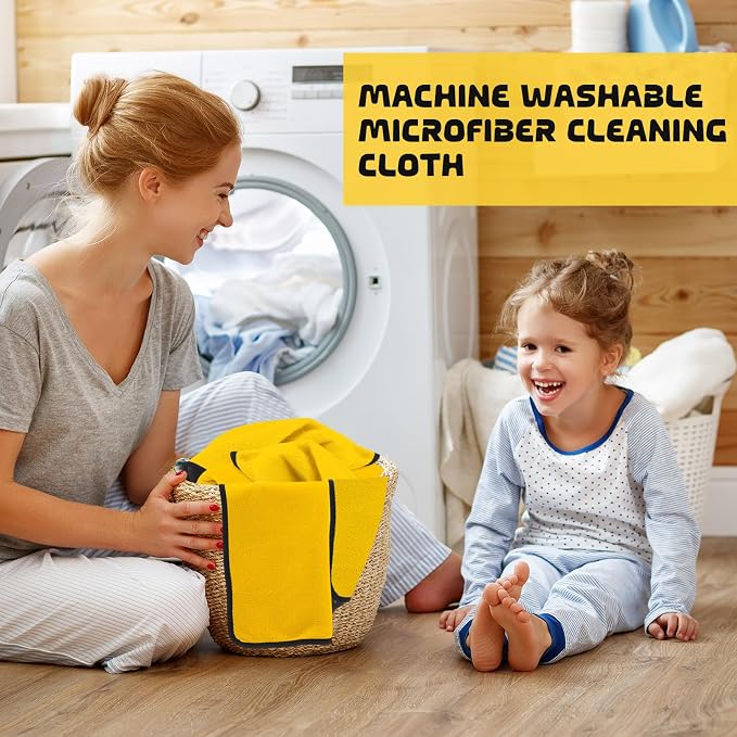 Tallew 60 Pcs Yellow Microfiber Towels: 16"x16" Microfiber Drying Towels Bulk Micro Fiber Car Cleaning Cloth for Cars Drying Washing Polishing Cleaning Household Supplies - Image 4