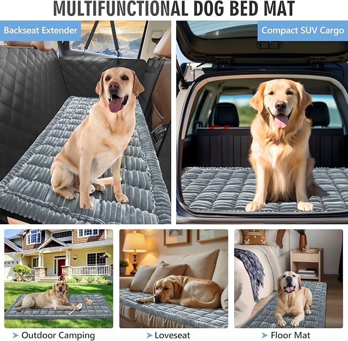Dog Bed for Car Back Seat, Non-Slip Backseat Pet Mat Standard, 51''X23.5'' | Soft Blanket for Travel, Plaid Flannel, Quilted PP Cotton Filling, Non-Slip Backing, Machine Washable, Fit Backseat Extenders - Image 7