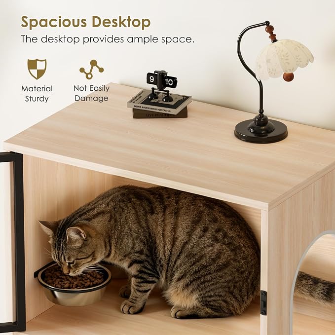 Dog Proof Cat Feeding Station, Dog Proof Cat Feeder, Cat Food Table | Cat Feeding Station with Scratching Post, Elevated Cat Food Bowls with Stand, Pet Food Storage Cabinet, Cat House Furniture - Image 6