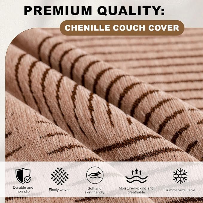 ROOMLIFE Couch Cover Boho Sofa Covers for 3 Cushion Couch Washable, Furniture Protector Sofa Couch Cover for Dogs, Soft Breathable Sofa Slipcover, Couch Throw Blankets with Tassels 71''X150'' - Image 2