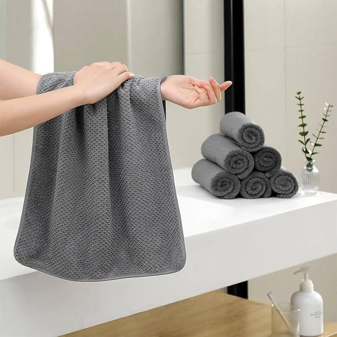 Ferdilan 2 Piece Microfiber Hand Towels Set - Soft Family Towels,Highly Absorbent Bathroom Towel,Quick Dry Shower Towel Luxury Towels for Hotel Spa Dorm-Dark Gray - Image 3