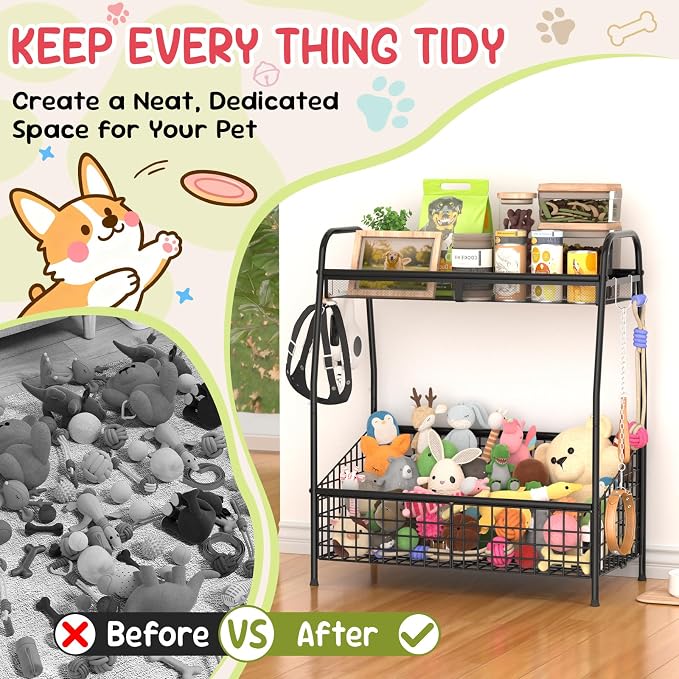 Kaiferty Indestructible Large Dog Toy basket, Toy Box for Dogs,Pet Toys Bin Dog Metal Wire Basket for Toys, Food Storage, Storage Organizer Chest Storage, Toy Box for Living Room Area (Black) - Image 6