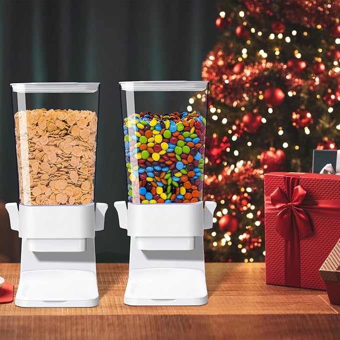 Cereal Dispenser Countertop, 5L Cereal Containers Storage Dispenser for Pantry, Large Dry Food Cereal Dispenser, Not Easy to Crush Cereal, Can Hold Oatmeal, Snack, Grain, Pet Food (White, 2Pc) - Image 5