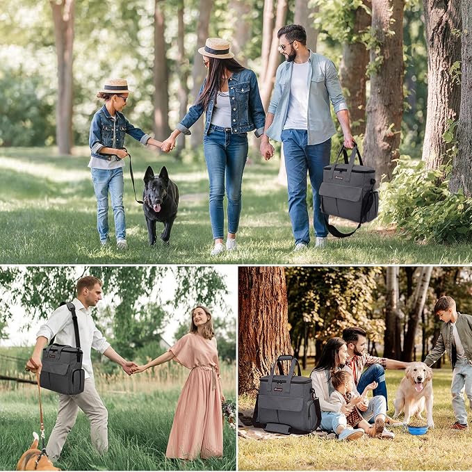 Modoker Weekend Dog Travel Bag with 2 Food Bags, 2 Bowls and Mat, Dark Gray | Dog Travel Accessories Organizer for Camping and Road Trips with Roomy Storage, Multiple Pockets and Water-Resistant Oxford - Image 6