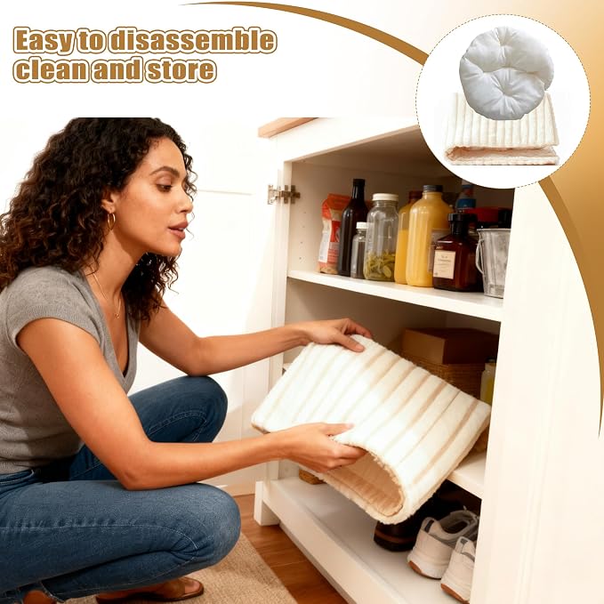 Dogpals Indoor Cat House - Large Cat Cave Bed with Fluffy Balls, Foldable Cat Bed Cave and Apartment with Pads, Suitable for Multiple Small and Large Cats, 18.5x15.4x15.4inches (White, XL) - Image 8