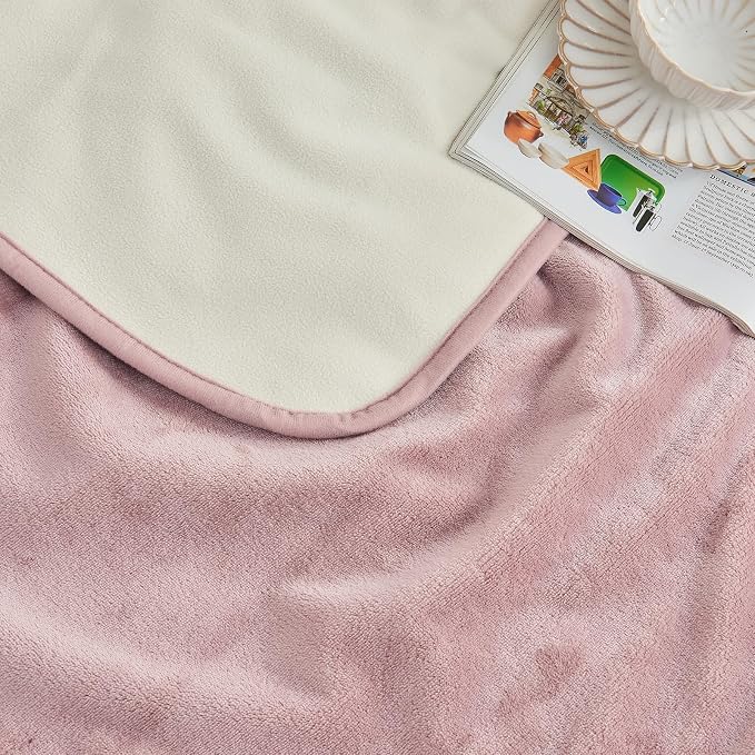 Waterproof Blanket 30"x40" for Dogs Cats, Reversible Waterproof Bed Cover for Pets, Soft Leakproof Blanket for Bed Couch Sofa Furniture Protector, Dusty Pink/Off White - Image 6