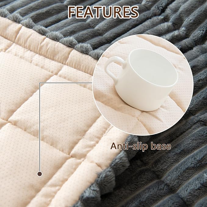 Thick Pet Couch Covers for Sofa (27.6"x70.9",Stripe Grey) | Soft Sofa Covers for 3 Cushion Couch, Machine Washable，Non Slip Sofa Cover, Flannel Dog Pet Friendly Couch Covers Protector - Image 5