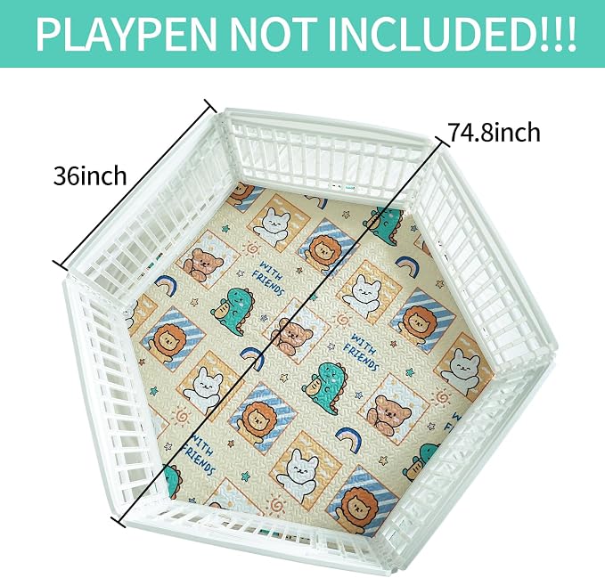 Hexagon 36'' Wide Dog Pen Urine Pad Dog Urine Pad Puppy Mat, [PLAYPEN Not Included!] Reusable Whelping Playpen Crate Reusable Washable Pet Mattress Pads Pet Training Pads, - Image 7