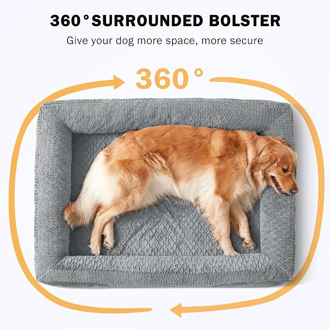 INVENHO Orthopedic Dog Beds Large Sized, XL Washable Egg-Crate Memory Foam Dog Couch Bed with Washable Removable Cover, Waterproof Lining and Nonskid Bottom - Image 8