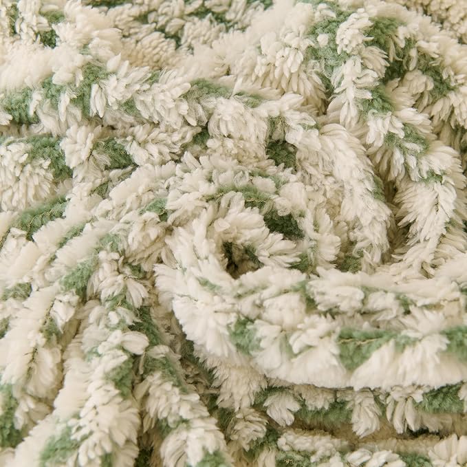 ROOMLIFE Thicked Striped Boho Green Couch Cover for 2-3 Cushion Sofa, Fuzzy Plush Warm Sofa Slipcovers Sectional Sofas Covers, Non Slip Washable Furniture Protector Soft with Tassel,Winter 71''X118” - Image 9