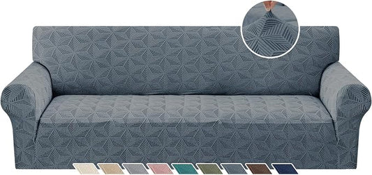 YEMYHOM 1 Piece Stretch Oversized Couch Covers for 4 Seat, Jacquard Extra Large Sofa Cover with Non-Slip Elastic Bottom, Thickened Slipcover Furniture Protector for Dogs Pets (X-Large, Dark Gray） by YEMYHOM
