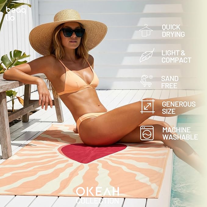 Microfiber Beach Towel W/Bag, Double Print Boho Towel, 71 * 36'' | Quick Dry XL Beach Towels for Cruise Pool Yoga Gym Gift, Lightweight Absorbent Sandproof Compact Towels Beach Essentials - Image 6