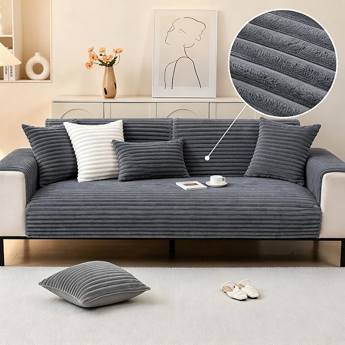 Waterproof Couch Cover for Dogs, Sofa Covers Washable & Non-Slip, Soft Dog Bed Blanket Protector for Sectional, Loveseat, Living Room Furniture (Dark Gray, 35.43"x 82.7" 1 Pack) - Image 3