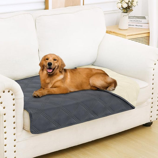 Smiry Waterproof Dog Bed Cover, Reversible Pet Blanket for Sofa Couch | Soft Washable Dog Blanket, Leakproof Couch Cover for Dogs Cats & Furniture Protection, 30x53, Dark Grey/Beige by Smiry