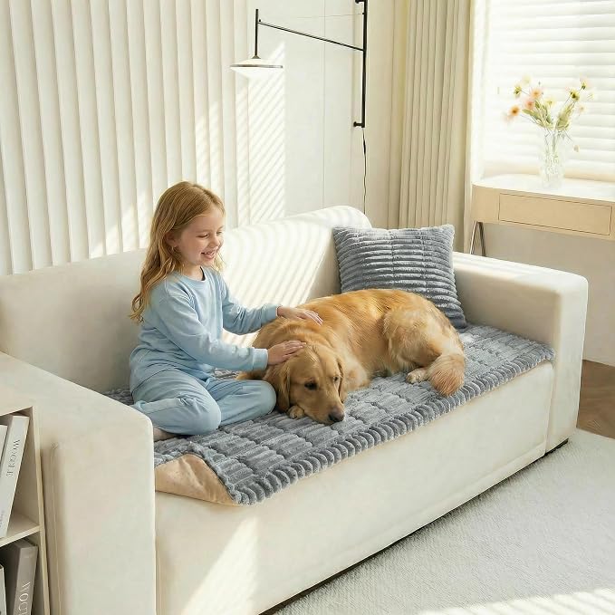 Non-Slip Sectional Couch Covers, Washable Pet Friendly Furniture Protector for Dogs Cats, Soft Thick Slipcover for L-Shaped Sofa (Sold by Piece, Not Set) (Light Grey, 27.6"x70.5") - Image 2