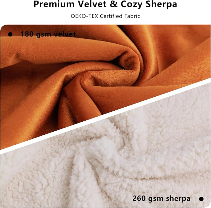Waterproof Blanket for Bed - Dog Throw as Furniture Protector | Cozy Sherpa & Smooth Velvet, Reversible and Machine Washable, for Couch and bed, 86"x90", Orange - Image 2