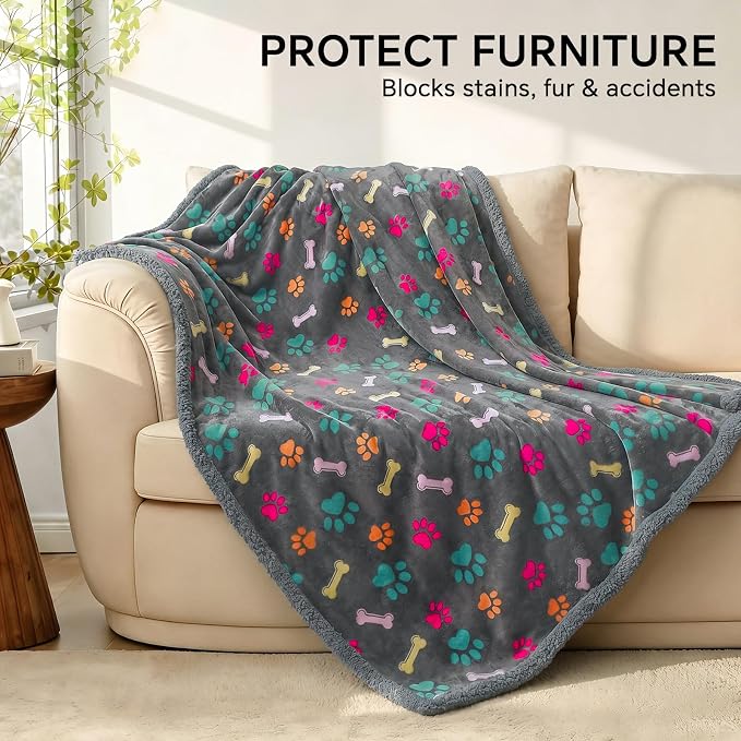 Luciphia Waterproof Pet Blankets for Couch Sofa Bed Cover Cat Liquid Pee Proof Washable Soft Fluffy Large Dog Blanket Reversible Furniture Protection Puppy Thicken X-Large（85" x 57"） | Soft Print Pet Blanket Washable Pee Proof, Furniture Protector for ... - Image 5