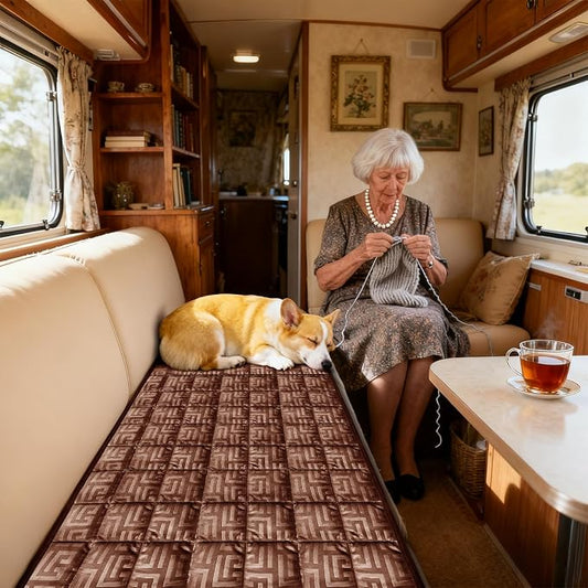 Paw Cart Couch Cover Caravan Quilted Sofa Topper Greek Key Pattern Washable Non Slip Soft Pet Protector for Any Type of Couch (XiuHong,W 94“ x D 28” 1 Piece) by ZYXFYY