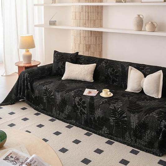 ROOMLIFE Couch Cover 3 Cushion Sofa, Washable Non Slip Furniture Sofa Protector Cover, Soft Chenille Sofa Slipcovers Sectional L Shape Dogs Couch Cover Throw Blanket with Tassels 71''X150'' by ROOMLIFE