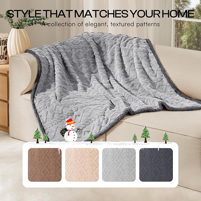 Luciphia Waterproof Dog Blanket, Reversible Sherpa Fleece for Couch Cover | Reversible waterproof pet blanket soft fleece machine washable protect couch bed, Light Grey 65" x 57" - Image 5