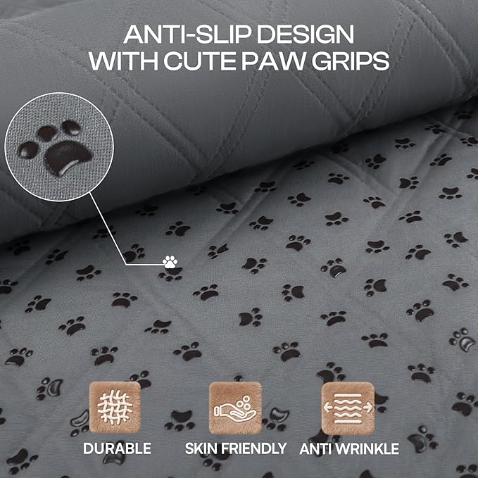 Luciphia Waterproof Couch Cover for Dogs, Non-Slip Pet Sofa Protector | Non-slip waterproof couch cover scratch-resistant machine washable protects sofa bed from spills fur claws, Grey, 82" x 120" - Image 3