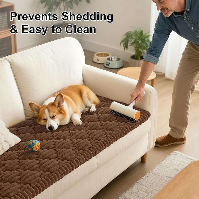 Smiry Couch Cover for Dogs Washable, Non Slip Fuzzy Pet Sofa Protector | Soft Thick Furniture Cover for Sofa, Loveseat and Sectional, Scratch & Pet Hair Resistant (Chocolate, 43" x 82.7") - Image 6