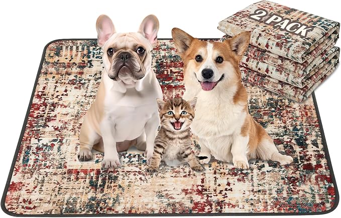 Qeils Washable Pee Pads for Dogs, Reusable Puppy Pads 36"x 41" 2 Pack | Leak-Proof, Super Absorbent Potty Training Pads With Non-Slip Backing For Crates, Floor, Playpen, Whelping & Furniture by Qeils