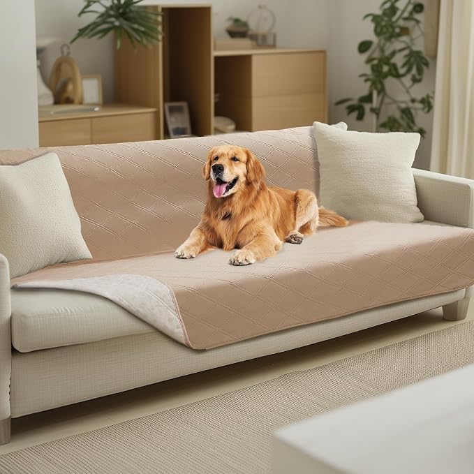 Luciphia Waterproof Couch Cover for Dogs, Non-Slip Pet Sofa Protector | Non-slip waterproof couch cover scratch-resistant machine washable protects sofa bed spills, Beige, 52" x 82" by luciphia