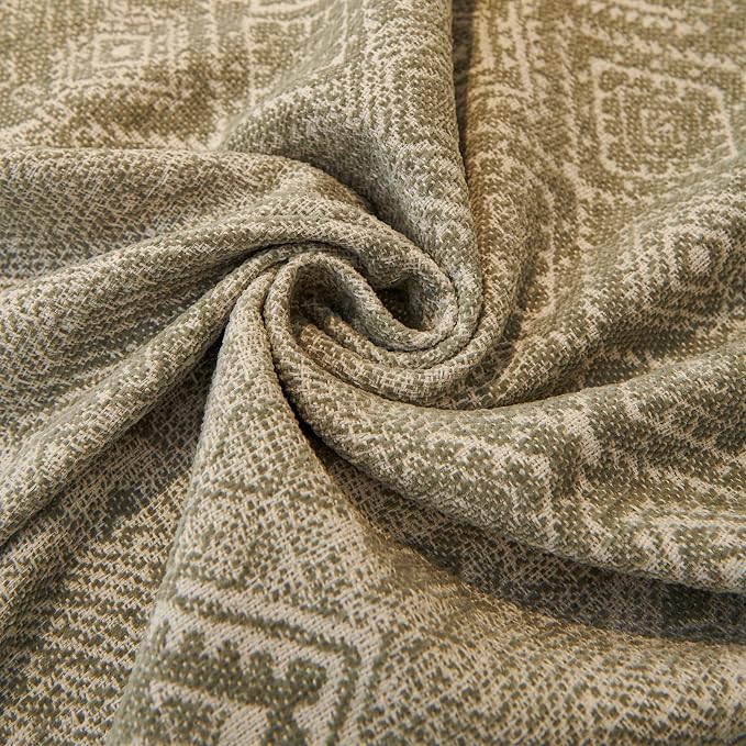 DREAMINGO Couch Cover - Geometric Jacquard, Sage Green, Boho Vintage 3 Cushion Couch Covers for Dogs Washable, Chenille Furniture Protector Sectional Sofa Slipcovers 3 Seater, X-Large 71"x134" - Image 5