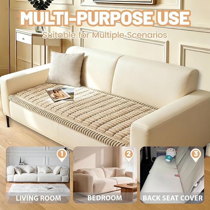 Couch Cover for Dogs Washable,Non Slip Fuzzy Durable Pet Friendly Cozy | Soft Slipcovers for 3 Cushion Sofa Sofa Cover Dog Thick Protector Mat Bed Leather & Fabric Couches (Brown 27.6"x59") - Image 5