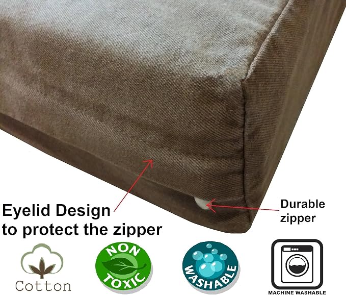 Dogbed4less Orthopedic XXL Memory Foam Dog Bed for Large Pet, Waterproof Liner, Brown Denim Cover, Gel Cooling 55X37X4 Pad Fit 54X37 Crate - Image 5