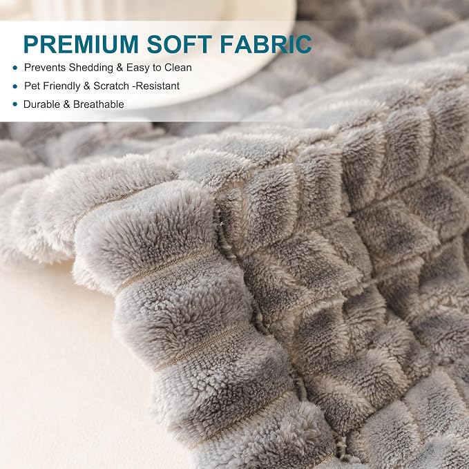 KRFOONN Couch Cover for Dogs Washable Sofa Covers for 3 Cushion Non-Slip Fuzzy Couch Cushion Covers Sofa Slipcovers Couches Furniture Protector for Dogs Pets Mat (Light Grey, 27.6" x 70.9") - Image 5