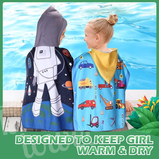 Oudain 6 Pcs Kids Hooded Bath Towel with Hood Microfiber Beach Baby Pool Beach Towel for Boy Girls Toddler Kids - Image 5