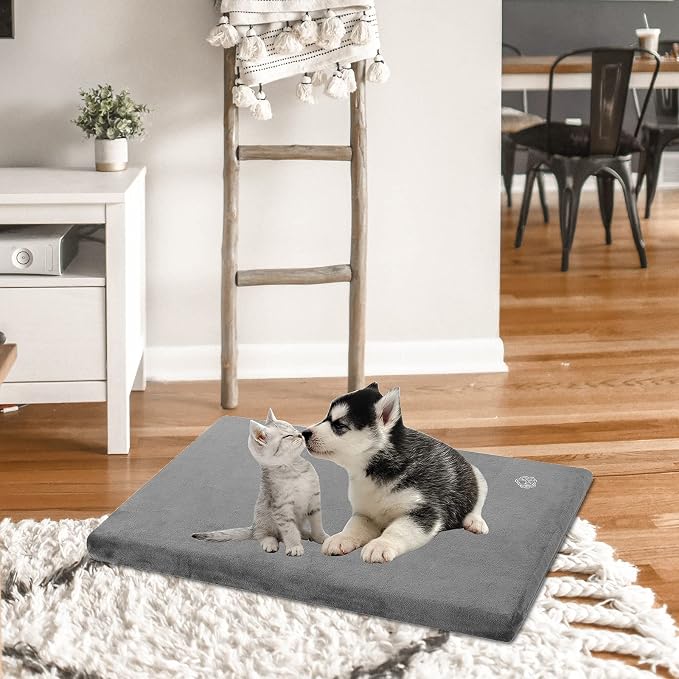 EMPSIGN Dog Bed Mat Crate Pad Mattress, Ultra Soft Pet Kennel, Grey, Small | Reversible(Cool & Warm), Waterproof Linings, Removable Machine Washable Cover, for 24" Dog Crate, Firm Support - Image 6