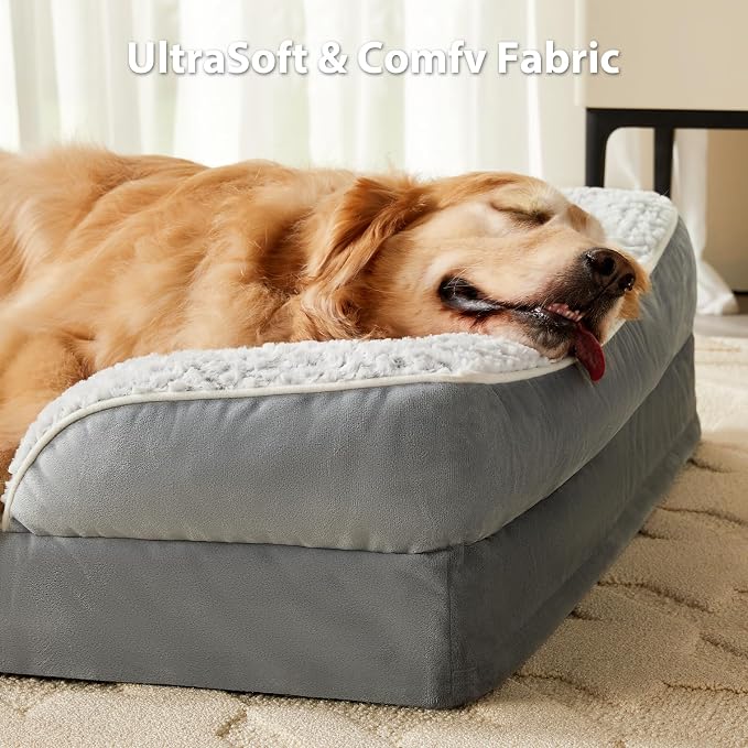 LEXTRO Washable Orthopedic Dog Bed for Extra Large Dogs, Egg Crate Foam Bed | 71x46 Inch Shared Sleeping Dog Bed for Indoor Equipped with Removable Waterproof Pillow Cover and Anti-Slip Bottom - Image 3