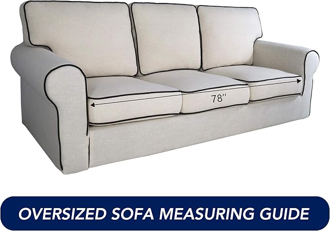 PureFit Reversible Quilted Sofa Cover, Water Resistant Slipcover Furniture Protector, Washable Couch Cover with Non Slip Foam and Elastic Straps for Kids, Dogs, Pets (X Large, Blue/Ivory) | Blue/Ivory, Water Resistant Couch Protector, Washable Pet Couc... - Image 6