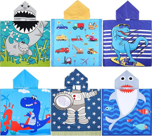 6 Pcs Kids Hooded Towel Kids Bath Towels with Hood Microfiber Baby Pool Beach Towel for Boy Girls Toddler(47 x 24 Inch,Vivid Style) by Oudain