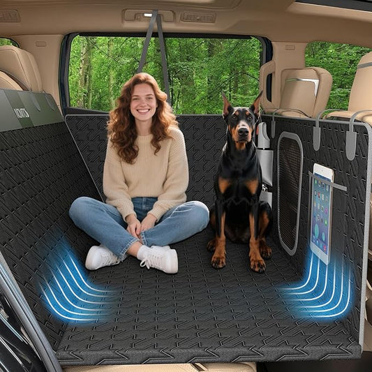 Upgraded Durable Hard Bottom Dog Car Seat Cover with EPE Sponge Cushion, Foldable Dog Rear Seat Protector, Waterproof Pet Car Seat Hammock, Seamless Dogs Back Seat Extender for SUV Truck(XL) by NOMTOS