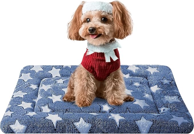 Dog Bed Mat - Dog Crate Pad - Reversible Mat for Pet Comfort - Soft Bed Crate Pads with Dual-Sided Design for All Seasons(Dark Blue Stars, 24" L*18" W*1.5" Th) by FogkissComfyPawsHome