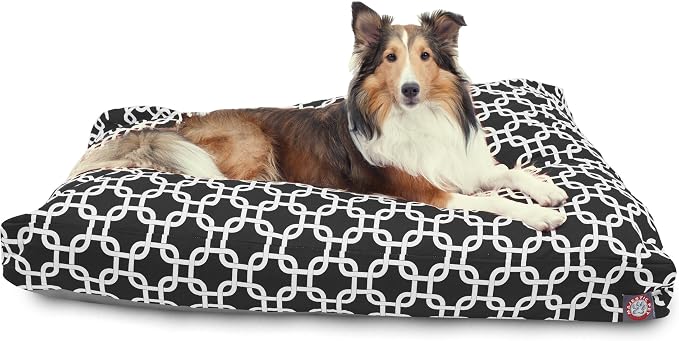 Black Links Large Rectangle Indoor Outdoor Pet Dog Bed With Removable Washable Cover By Majestic Pet Products by MajesticPet