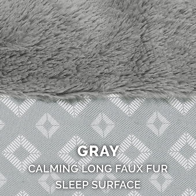 Furhaven Replacement Donut Dog Bed Cover Plush & Diamond Print Calming Cuddler, Machine Washable - Gray, Large - Image 3