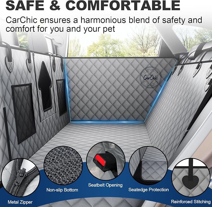 Dog Car Seat Cover for Back Seat - Waterproof Pet Hammock with Embedded Insert Door Protectors (Large for Full-Size Trucks, Large SUvs) - Image 3